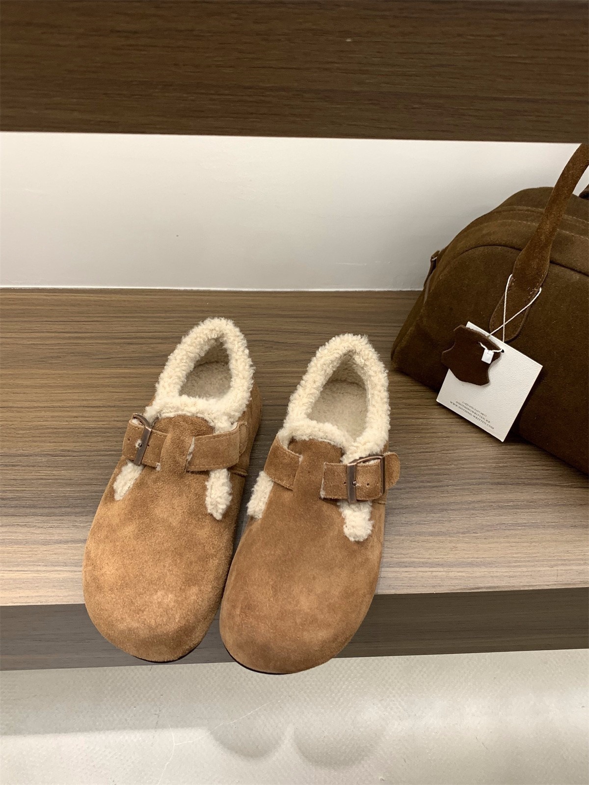 Full Cowhide 2024 Autumn And Winter Thick-soled Birkenstocks Women's Shoes Plus Velvet Snow Boots Furry Cotton Shoes Warm Birkenstock Single Shoes